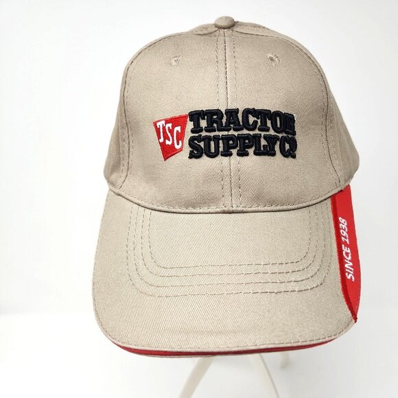 TSC Tractor Supply Co. Hat Beige & Red Adjustable Cap  Farming Since 1938 (k) - Picture 1 of 5